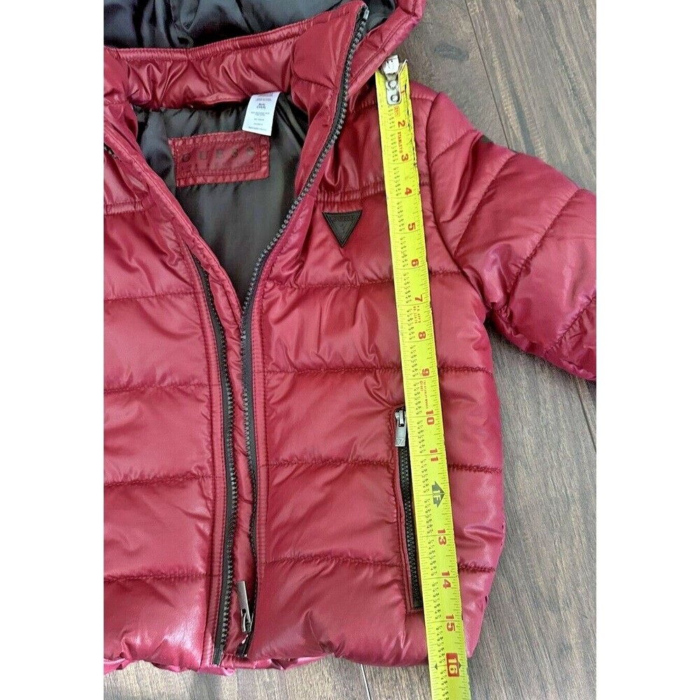 Guess Kids Toddlers Boys Puffer Hooded Jacket Trendy Holidays Red Burgundy S(4) - Picture 11 of 12